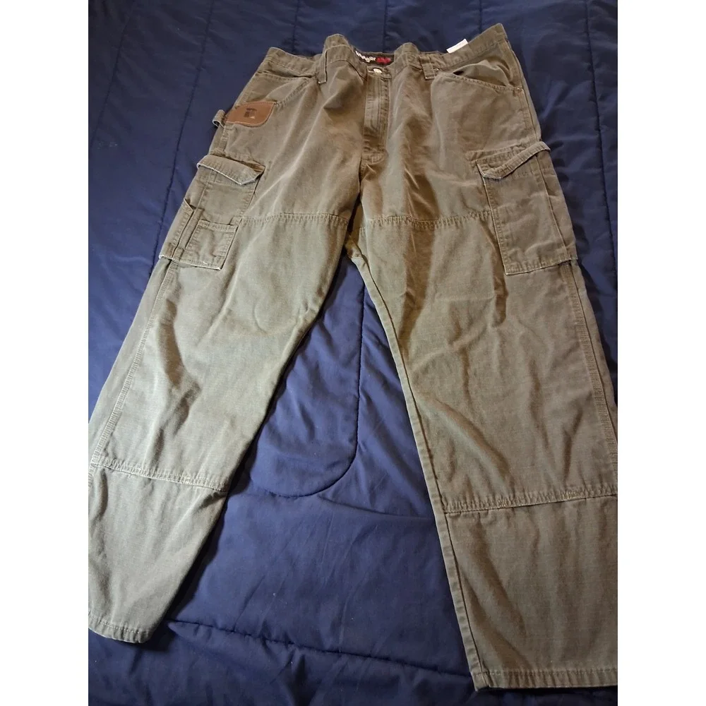 Wrangler Riggs Workwear Ripstop Cargo Pants Double Knee Straigt Men 42x30‎ Gray